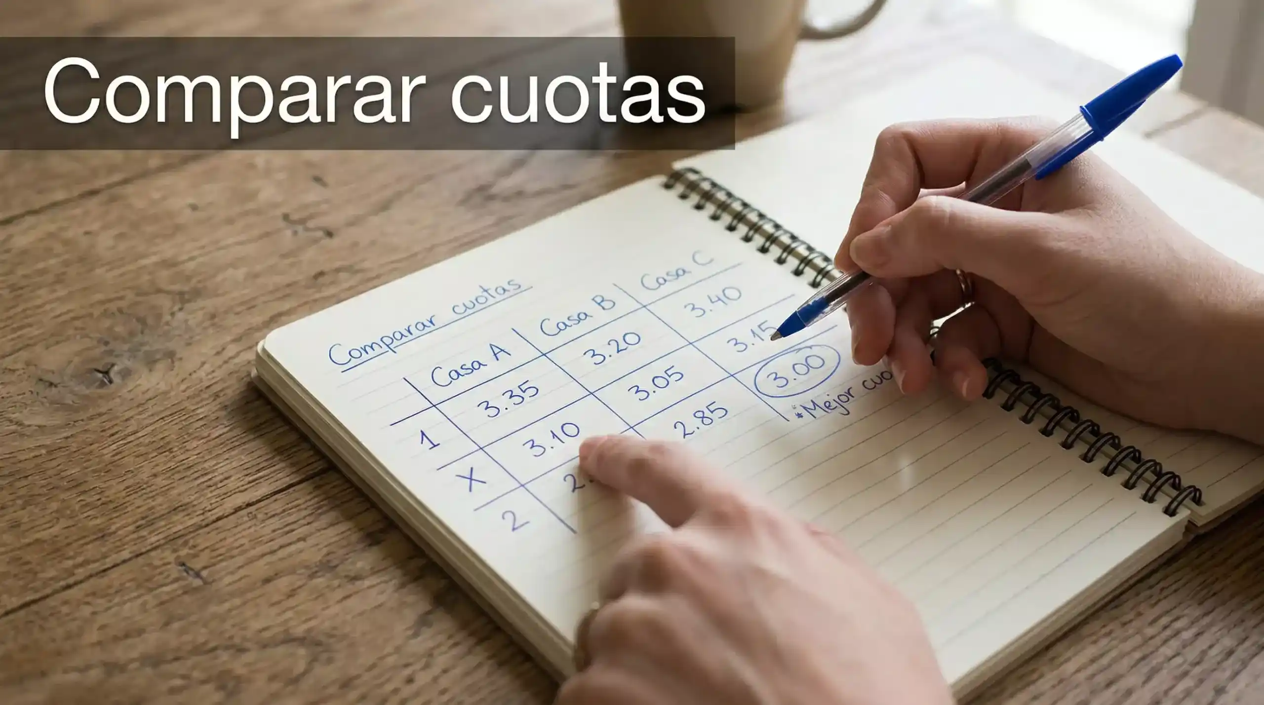 Persona señalando con un bolígrafo distintos números escritos en un cuaderno de notas