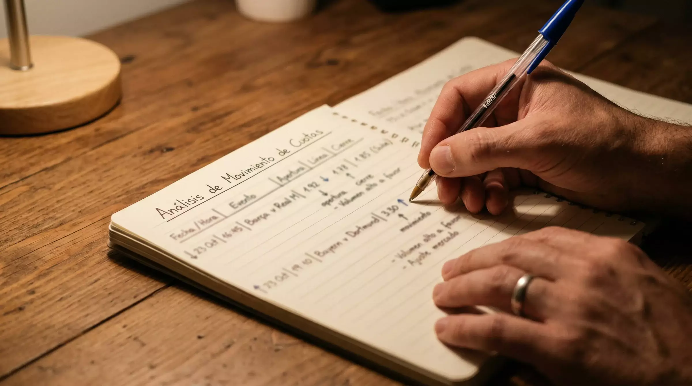 Flechas dibujadas a mano en un cuaderno mostrando subidas y bajadas de cuotas